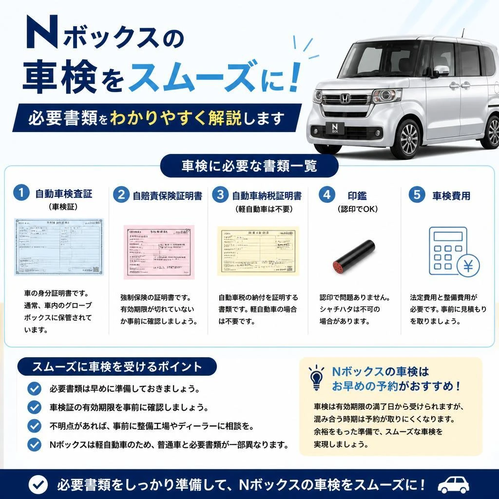 Nボックスの車検をスムーズに！必要書類をわかりやすく解説します
