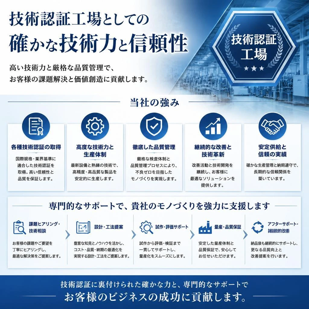 安心の技術認証工場