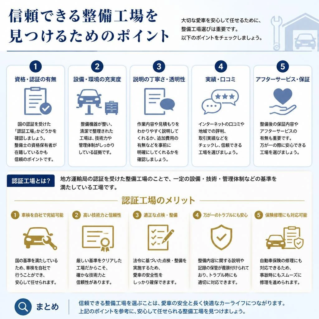 信頼できる認証工場の選び方