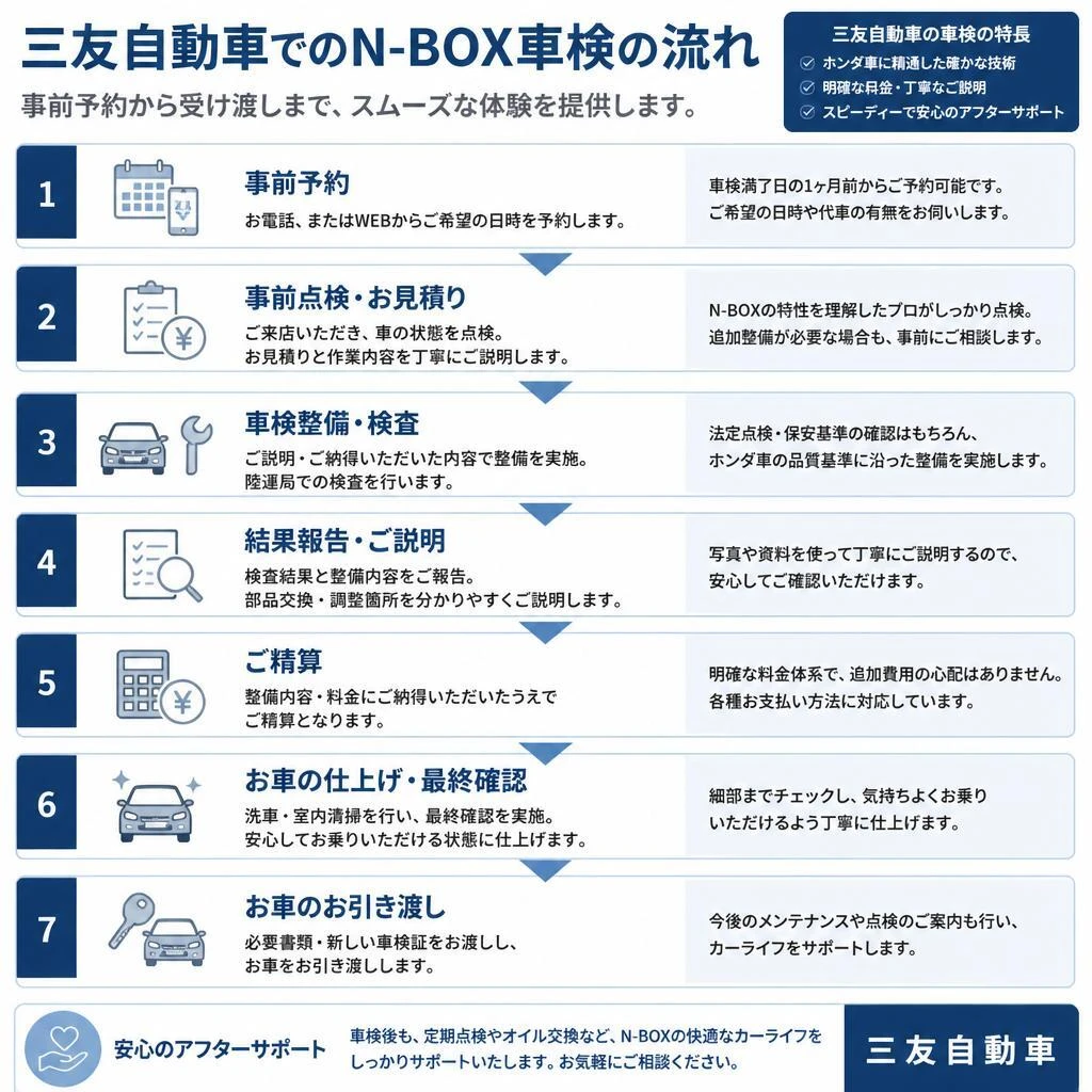 車検の流れ：三友自動車のサービス