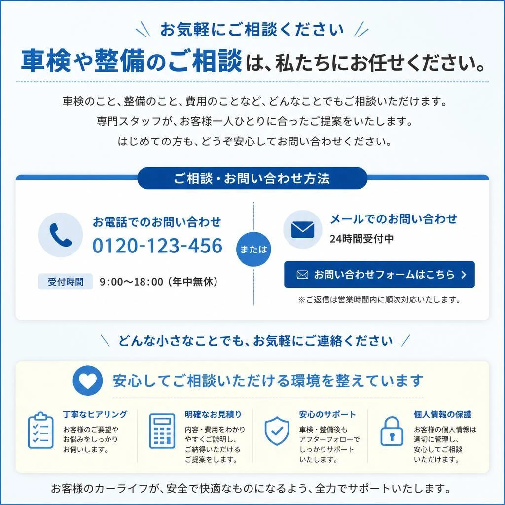 いざという時のために、お問い合わせはこちら！