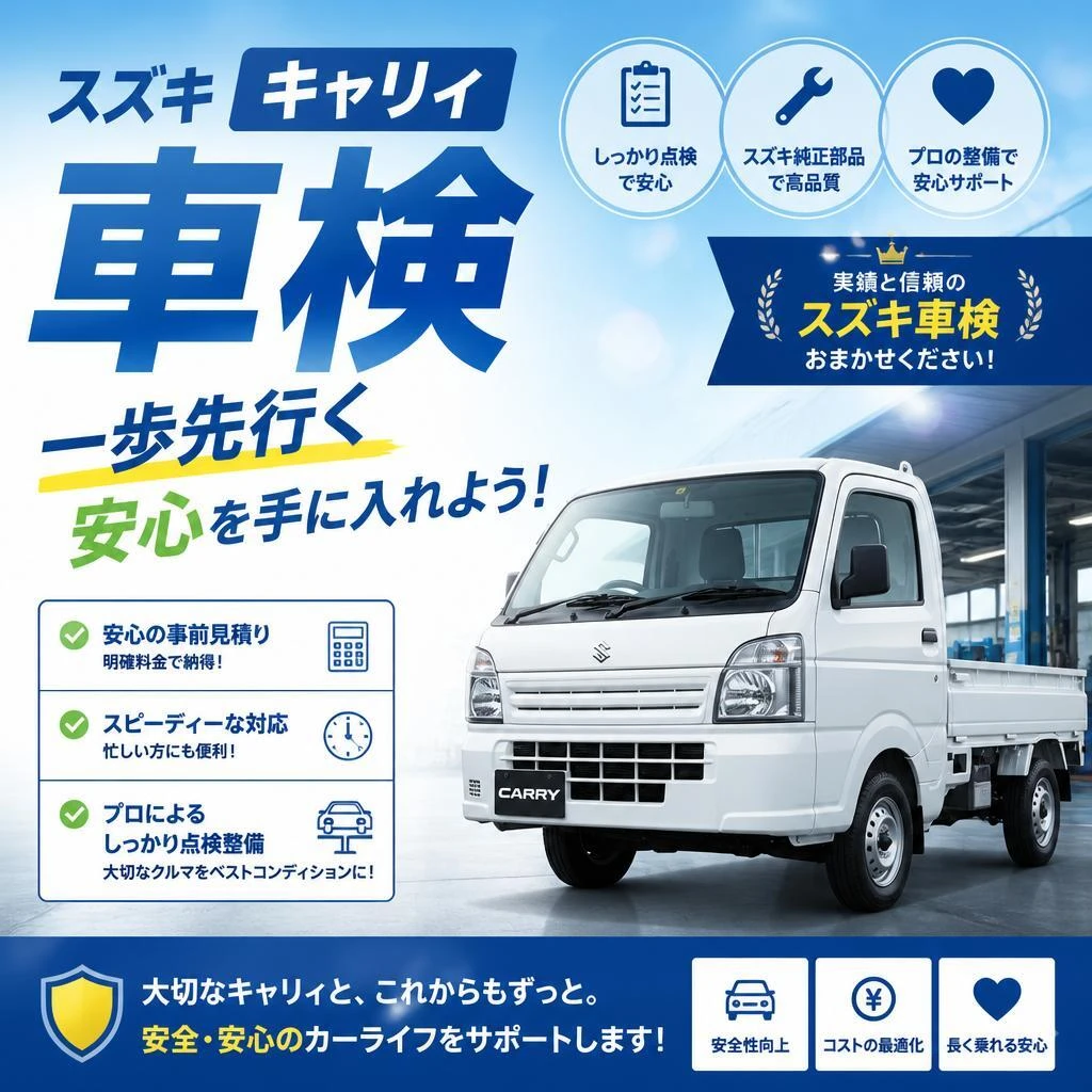 スズキキャリィ車検、一歩先行く安心を手に入れよう！