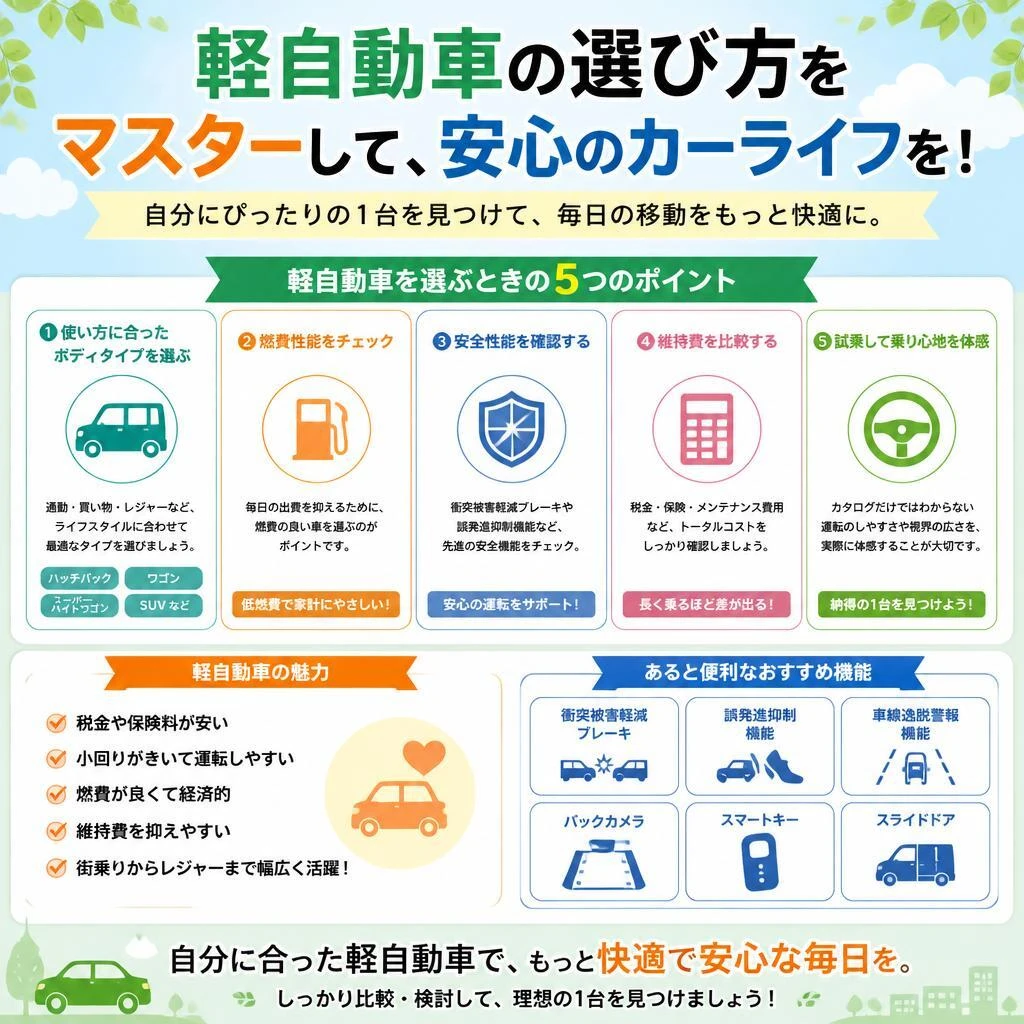 軽自動車の選び方をマスターして、安心のカーライフを！