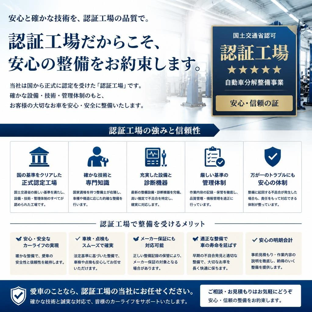 認証工場の安心感