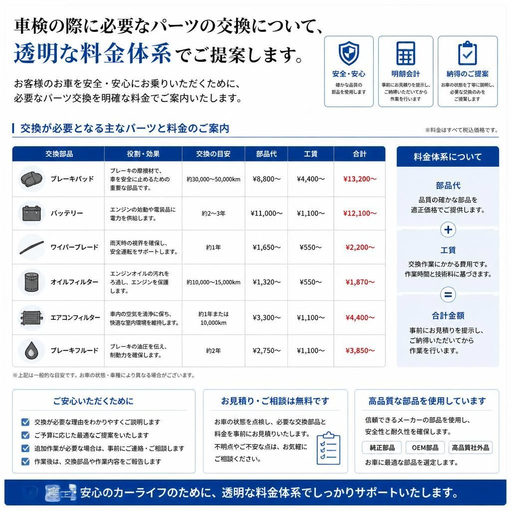 パーツ交換で安心を提供