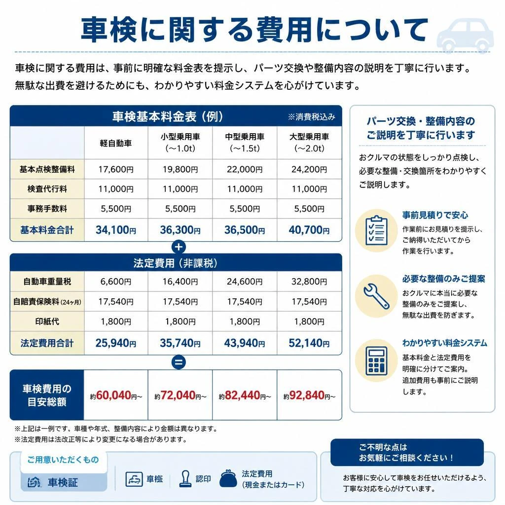 車検費用について明朗会計