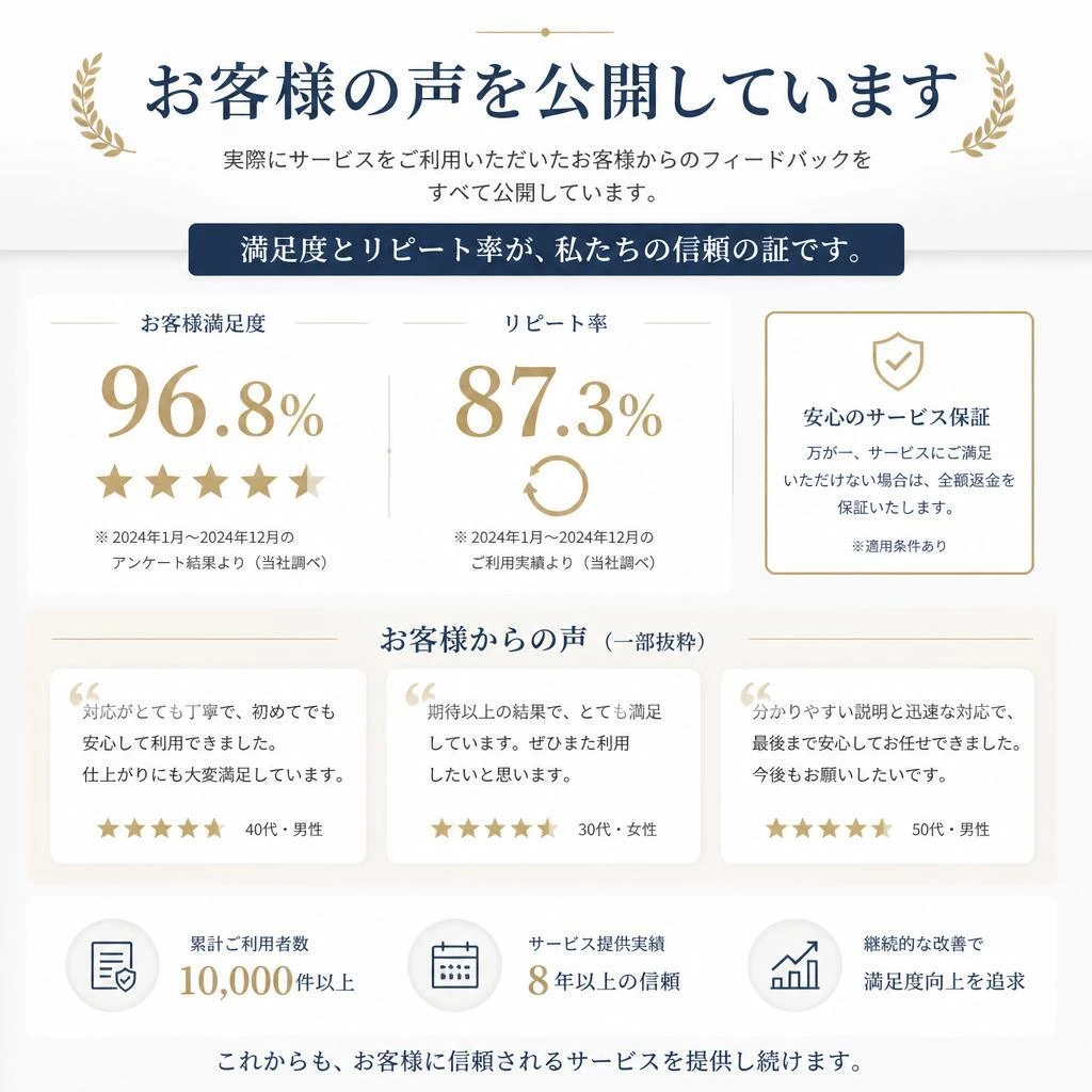 お客様の声：実績と信頼の証
