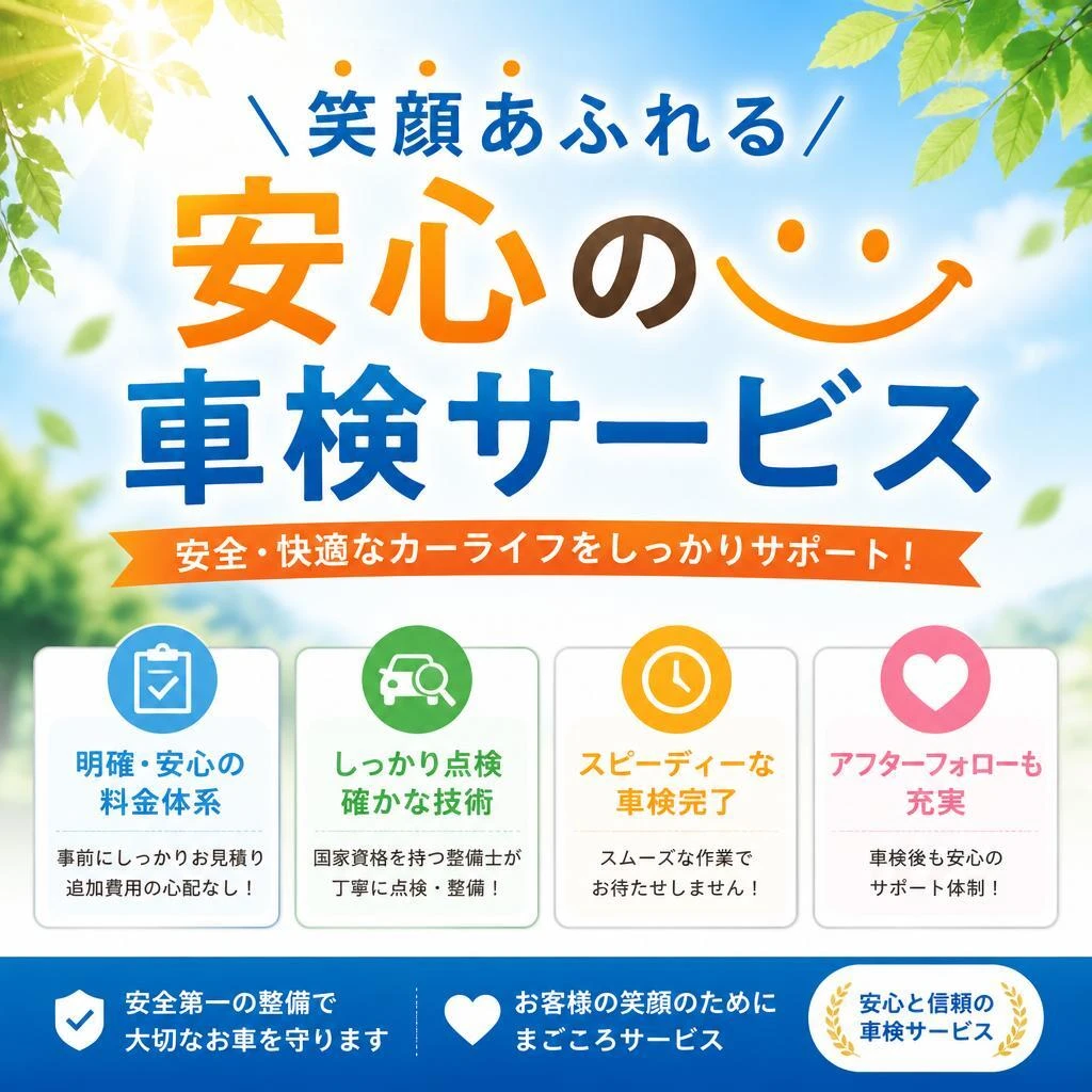 笑顔あふれる安心の車検サービス