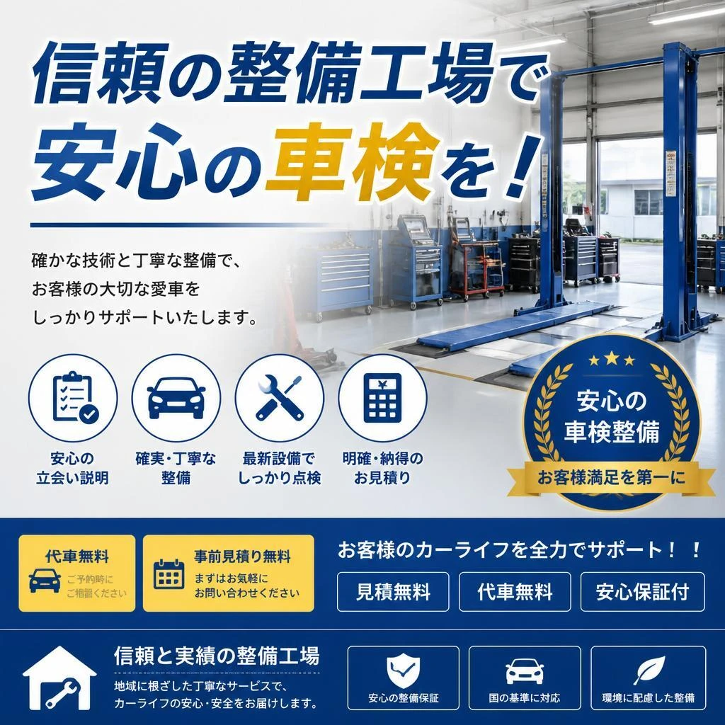信頼の整備工場で安心の車検を！