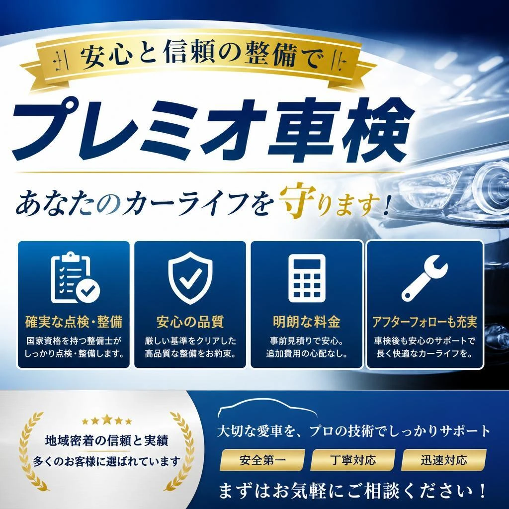 プレミオ車検、安心と信頼の整備であなたのカーライフを守ります！