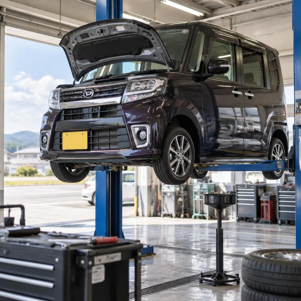 成田市周辺で、タントの安全を確かな技術で支える車検。見えない部分まで丁寧に点検し、納得できる整備をご提案します。